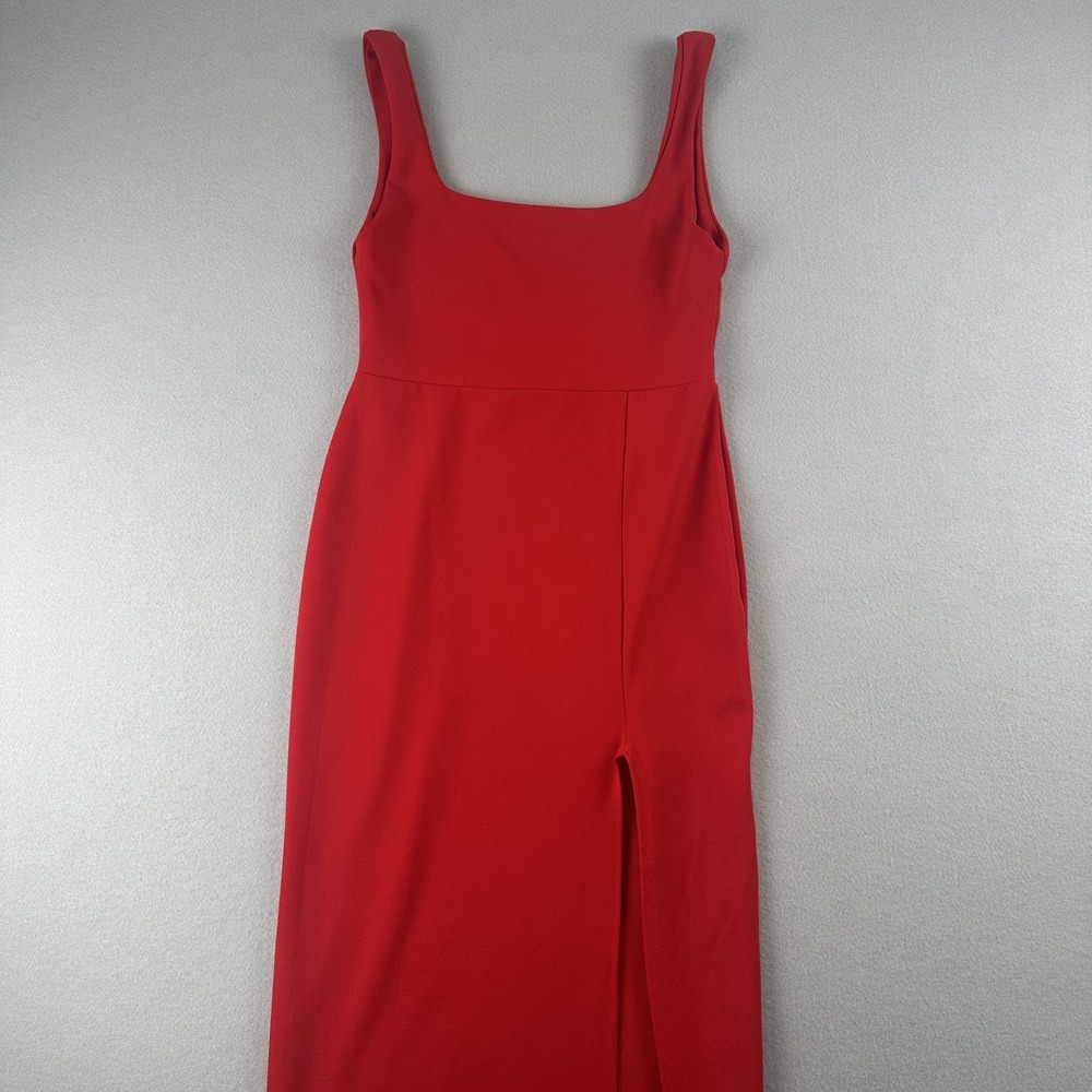Nastygal Square With Me Red Maxi Dress High Side Slit Women's US Size 8